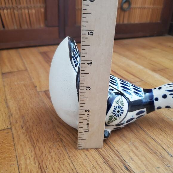 Vintage Signed Tonala Stoneware Duck Figurine Handcrafted Painted Mexican Decor - Picture 8 of 10